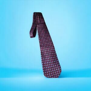 MENS HUGO BOSS TIE 100% SILK MADE‎ IN ITALY BRICK RED BLACK BLUE